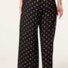 Pleated Polka Dot Wide Leg Trousers