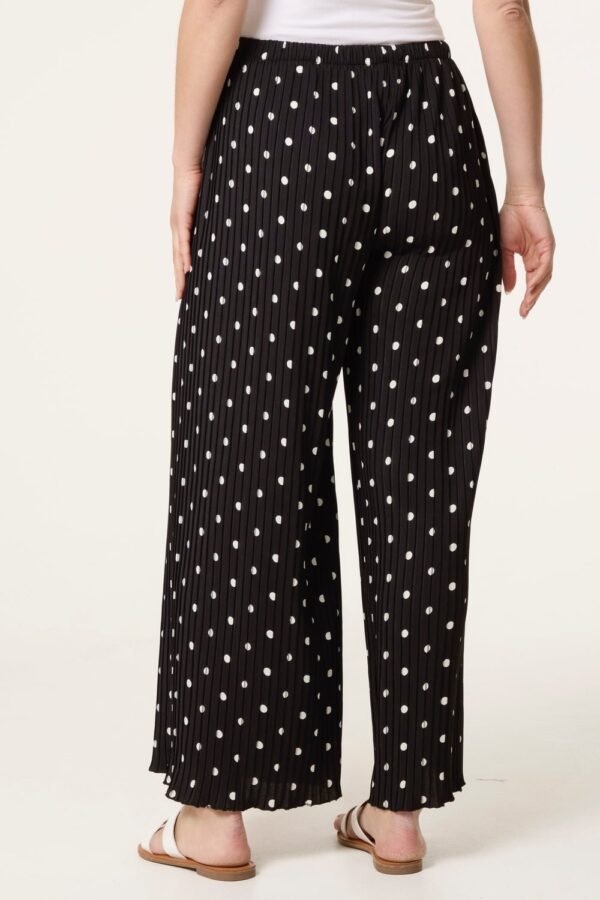 Pleated Polka Dot Wide Leg Trousers