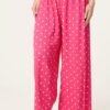 Pleated Polka Dot Wide Leg Trousers