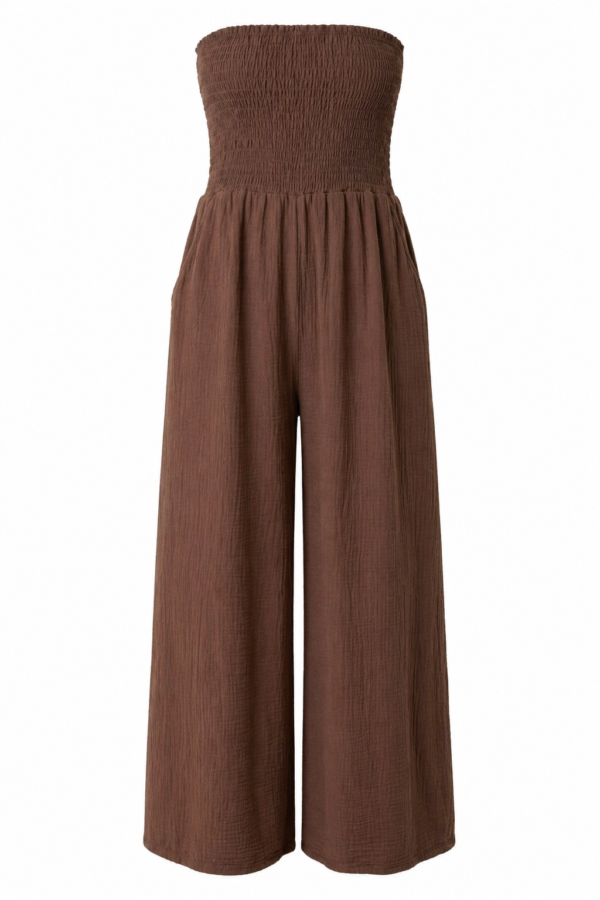 Cheesecloth Bandeau Wide Leg Jumpsuit