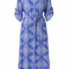 Blue Printed Tie Waist Shirt Dress