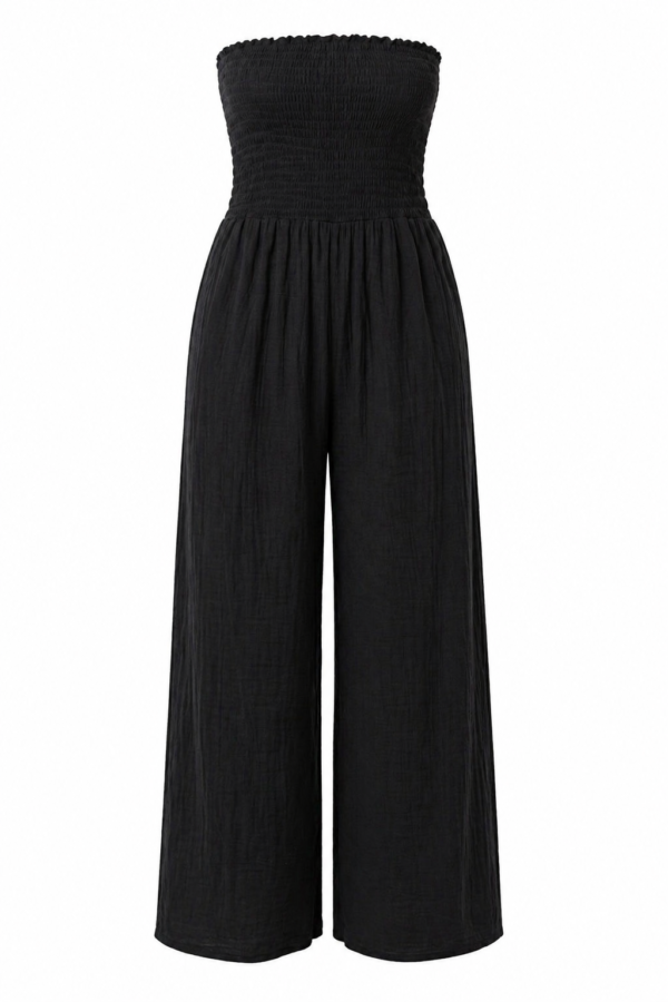 Cheesecloth Bandeau Wide Leg Jumpsuit