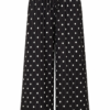 Pleated Polka Dot Wide Leg Trousers