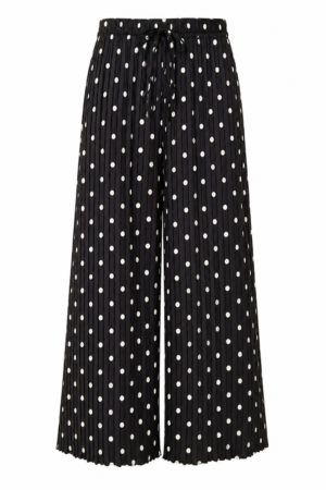 Pleated Polka Dot Wide Leg Trousers