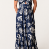 Sealife Print Cut-Out Midi Dress