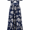 Sealife Print Cut-Out Midi Dress