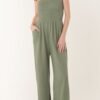 Cheesecloth Bandeau Wide Leg Jumpsuit