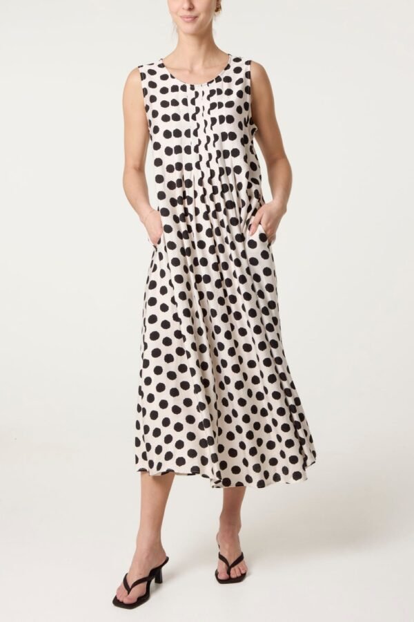 2026/05/1000429794.jpg Polka Dot Sleeveless Midi Dress Ivory/Black