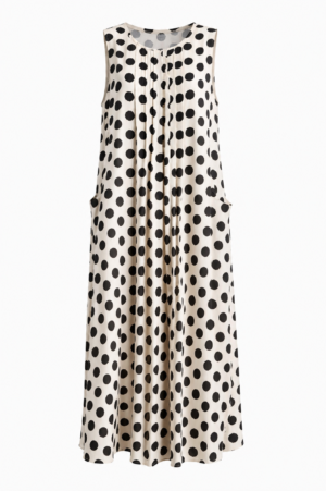 Polka Dot Sleeveless Midi Dress Ivory/Black