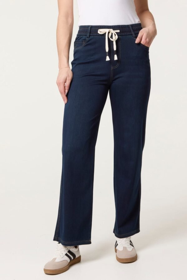 2026/05/1000429817.jpg Tie-Up Stretch Jean Style Trouser