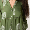 Boho Print Tiered Midi Dress – Khaki/Navy