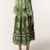 Boho Print Tiered Midi Dress – Khaki/Navy