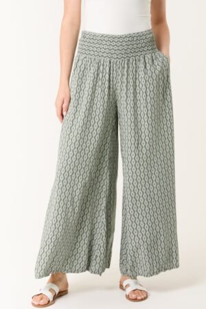 Patterned Wide Leg Trousers