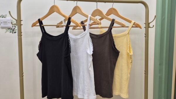 Lace Trim Ribbed Vest Top
