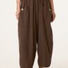 Wide Pocket Cotton Button Trousers