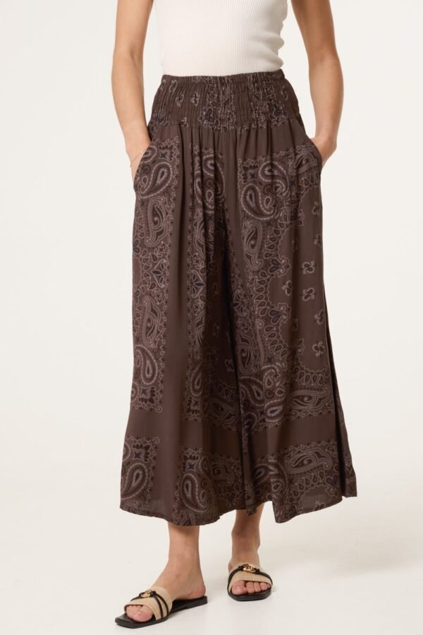 Bandana Print Wide Leg Trousers