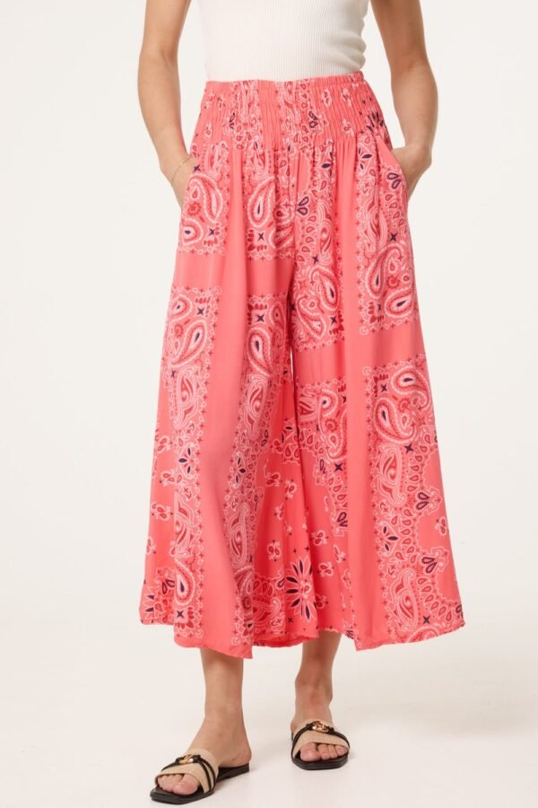 Bandana Print Wide Leg Trousers