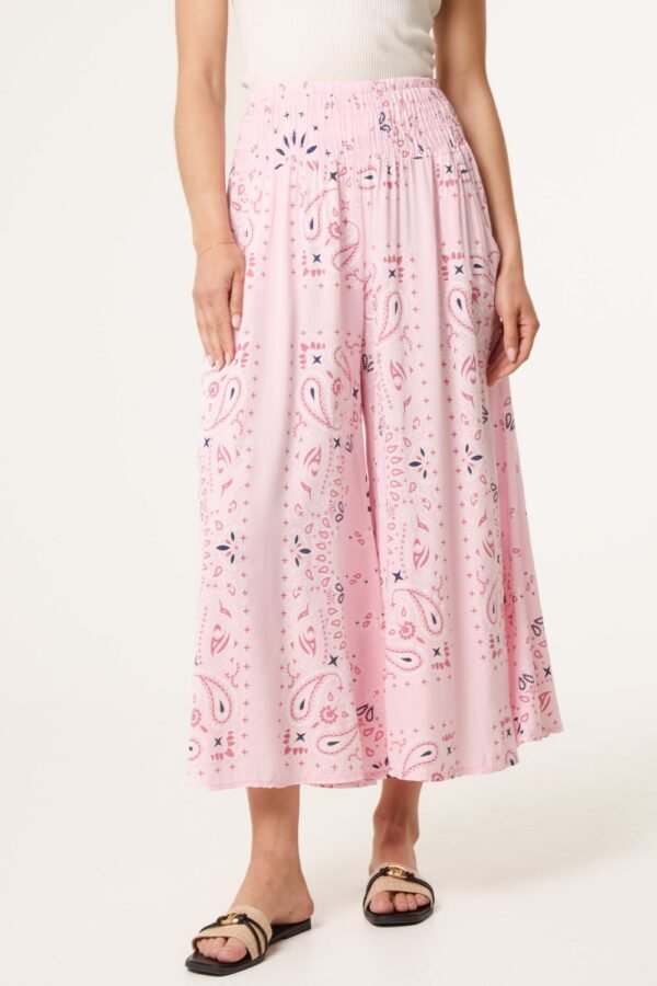 Bandana Print Wide Leg Trousers