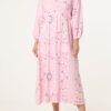 Bandana Print Puff Sleeve Midi Dress