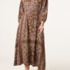 Bandana Print Puff Sleeve Midi Dress