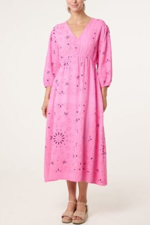 Bandana Print Puff Sleeve Midi Dress