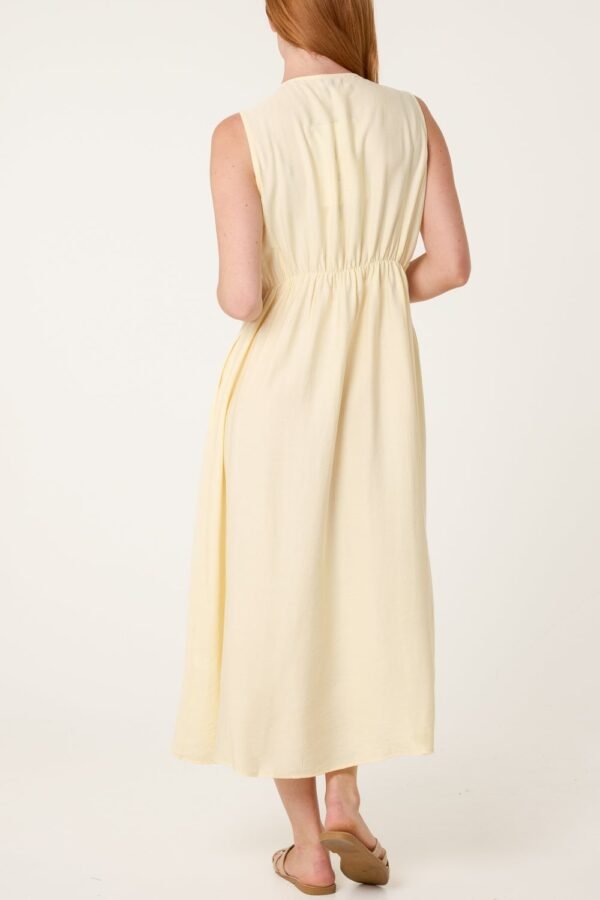 Lemon Sorbet Round Neck Midi Dress