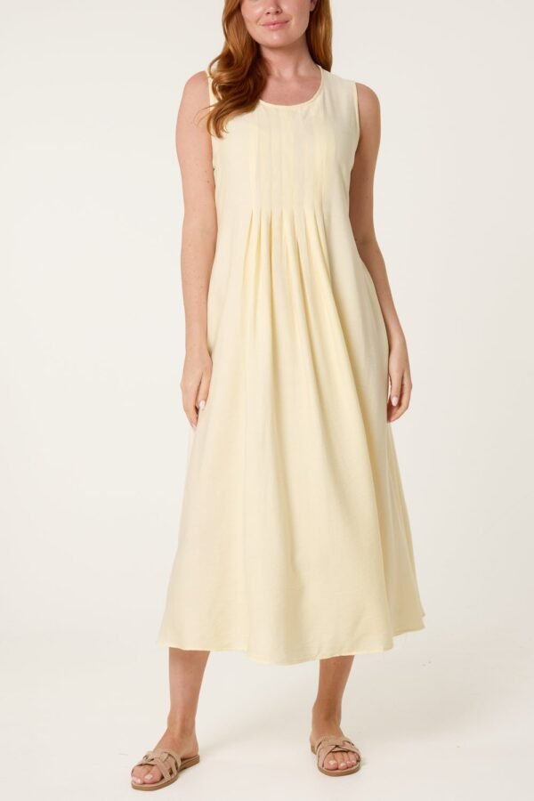 Lemon Sorbet Round Neck Midi Dress