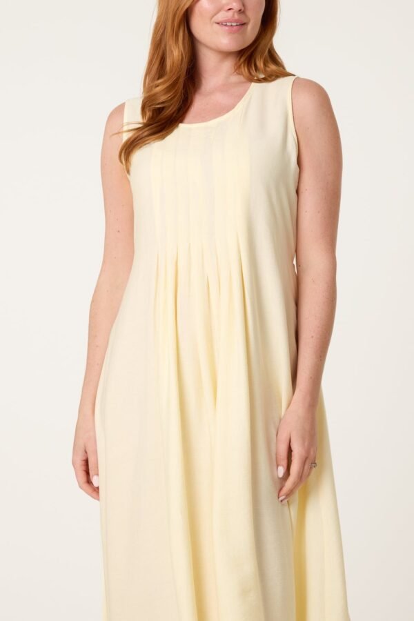 Lemon Sorbet Round Neck Midi Dress