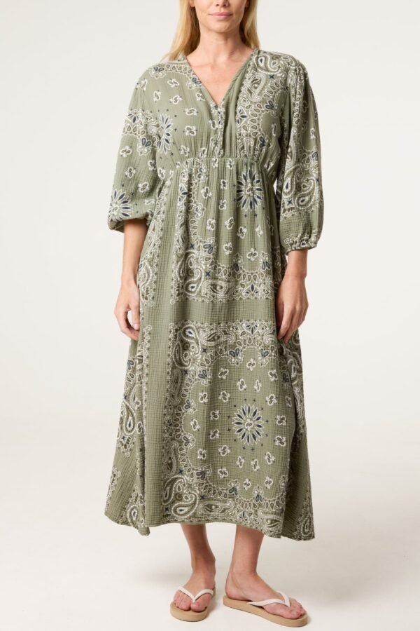 2026/05/1000437423.jpg Bandana Print Puff Sleeve Midi Dress