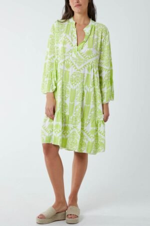 Tiered Smock Multi Print Dress