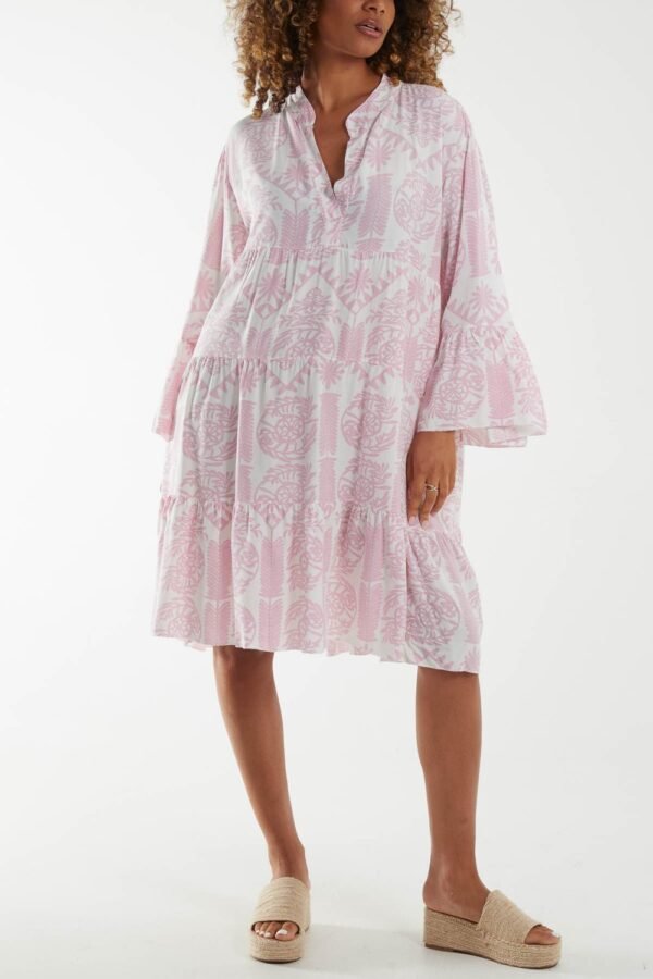 Tiered Smock Multi Print Dress