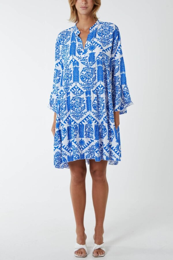 Tiered Smock Multi Print Dress