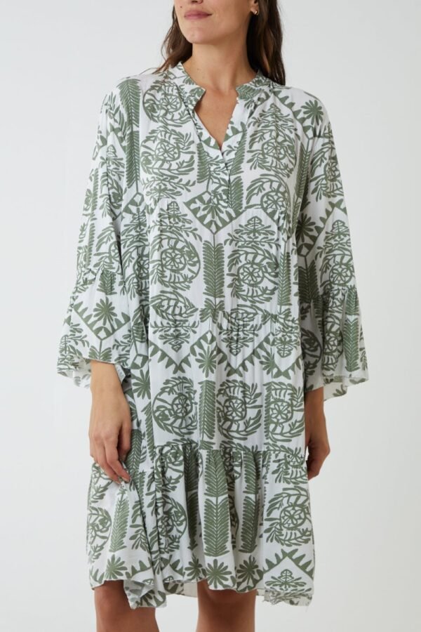 Tiered Smock Multi Print Dress