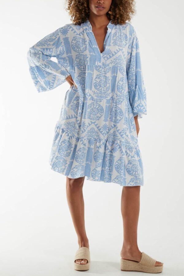 Tiered Smock Multi Print Dress
