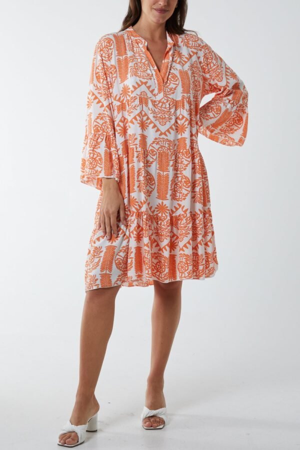 Tiered Smock Multi Print Dress