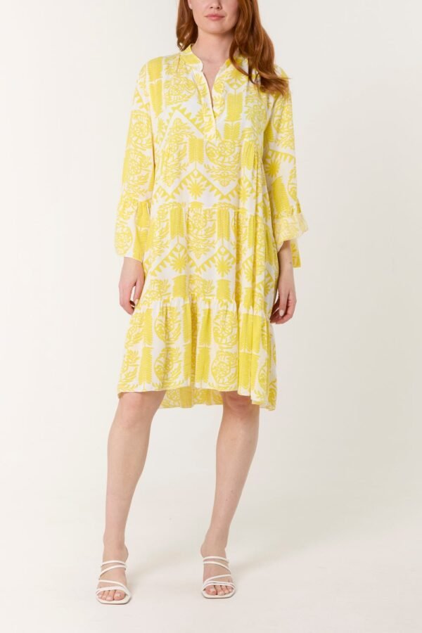 Tiered Smock Multi Print Dress