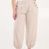 Button Pocket Cotton Harem Trousers