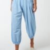 Button Pocket Cotton Harem Trousers