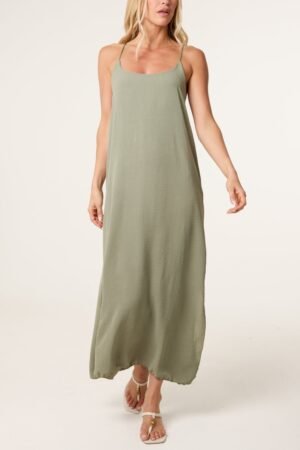 Crossed Back Cami Strap Midi Dress