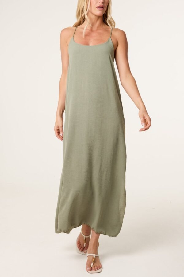 Crossed Back Cami Strap Midi Dress