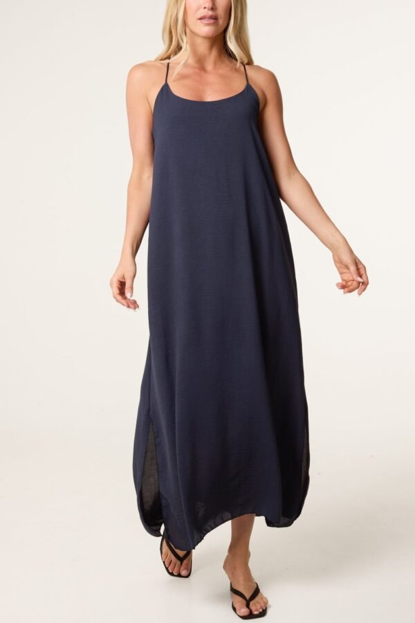 Crossed Back Cami Strap Midi Dress