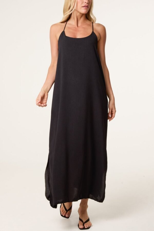 Crossed Back Cami Strap Midi Dress