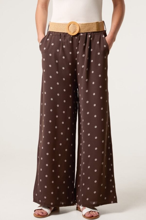 2026/05/1000439861.jpg Polka Dot Wide Leg Trousers With Straw Belt