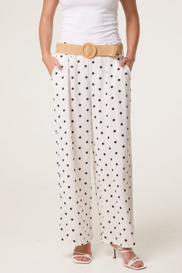 2026/05/1000439863.jpg Polka Dot Wide Leg Trousers With Straw Belt