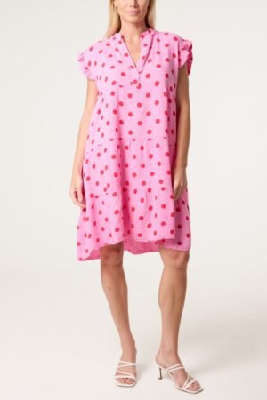2026/05/1000439874.jpg Polka Dot Cheesecloth Dress