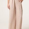 Polka Dot Wide Leg Trousers With Straw Belt
