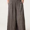 Patterned Wide Leg Trousers
