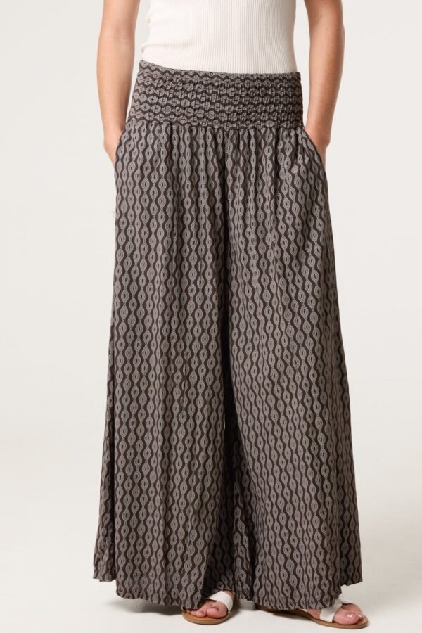 Patterned Wide Leg Trousers