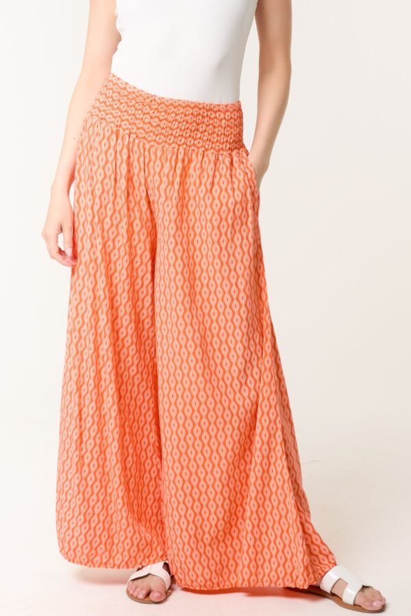 Patterned Wide Leg Trousers
