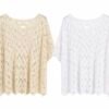 Crochet Diamond Top – Cream & White